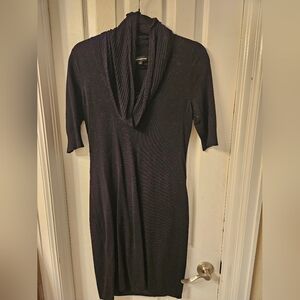 Elegant Black Knit Stretch Sweater Dress